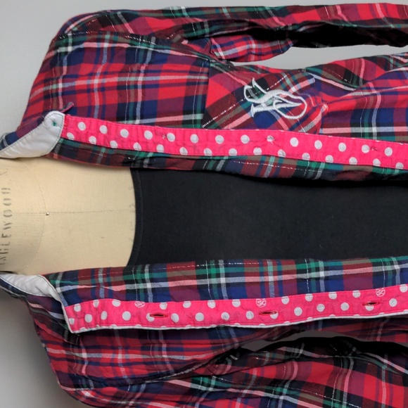 Victoria's Secret, Button down, Red/Green/Navy Plaid Night Shirt, Sz. Small, 33" - Picture 4 of 10